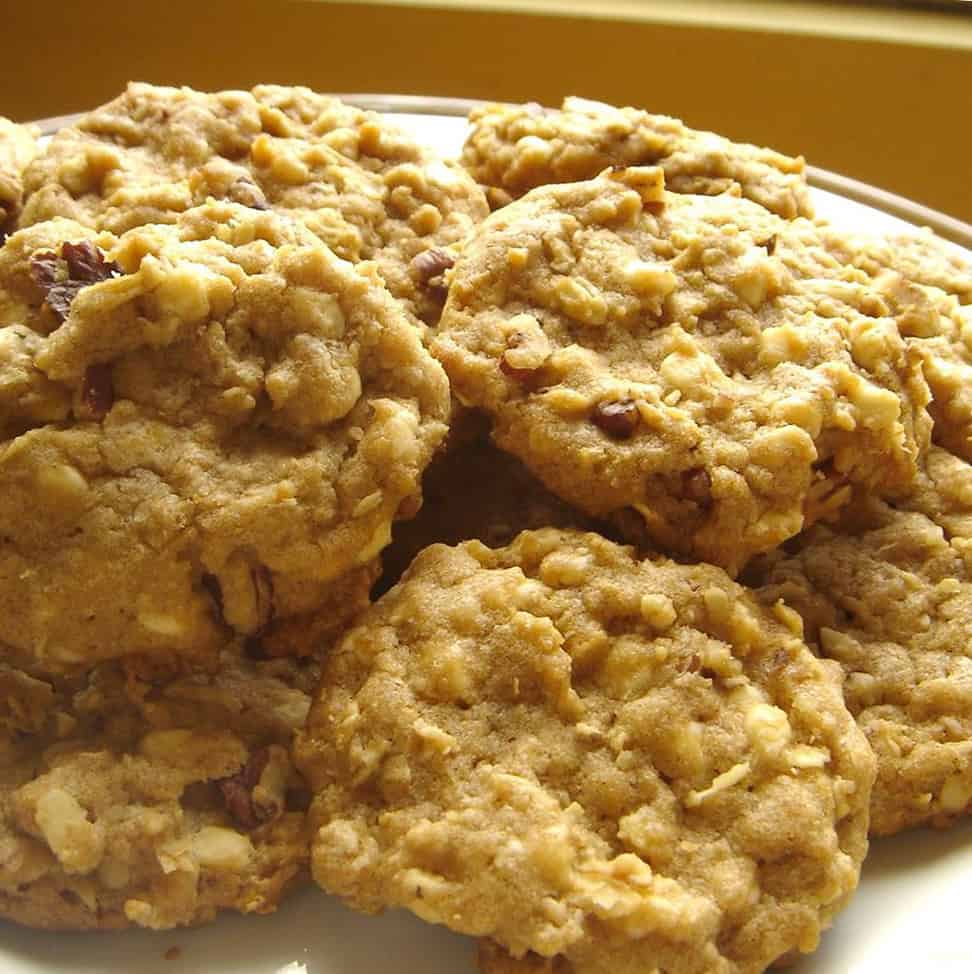 Weiße Schokolade Chip Haferflocken Cookies mit Zimt Aroma Rezept